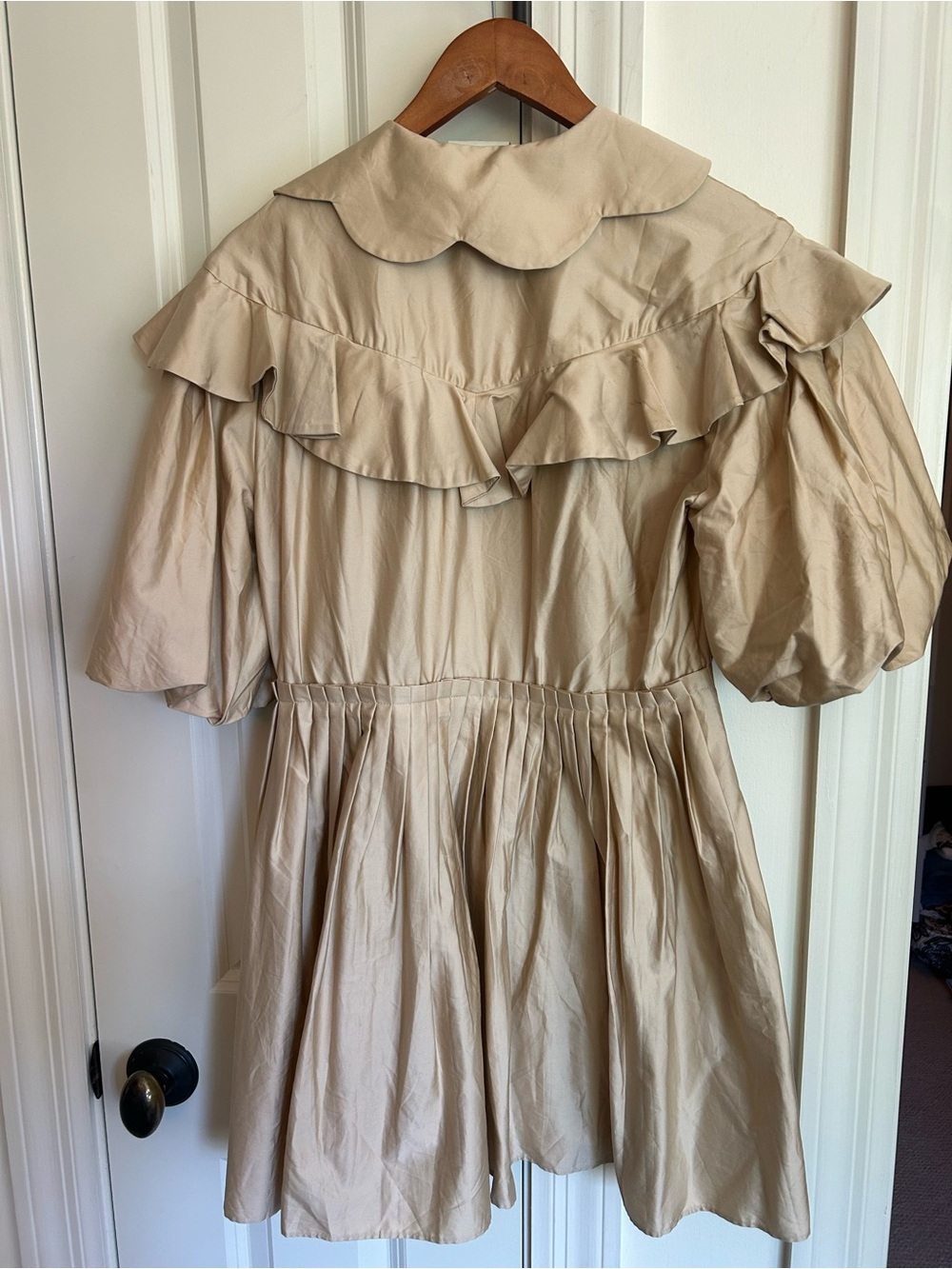FARM Rio Beige Puff-Sleeve Ruffled Mini Dress - Picture 3 of 5